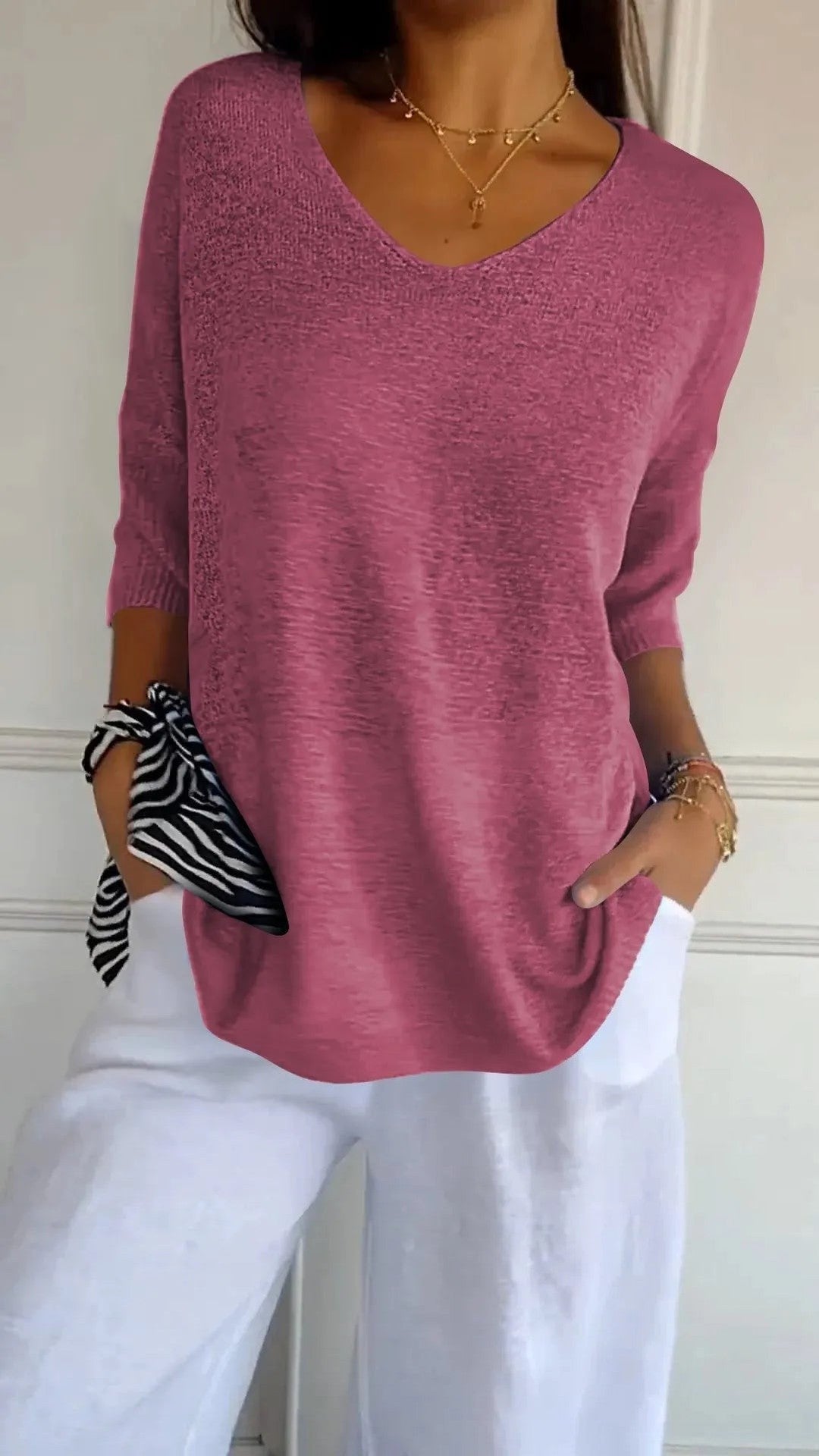 Kit 3 Blusas Luna® em Malha Leve – Decote V — Videtare