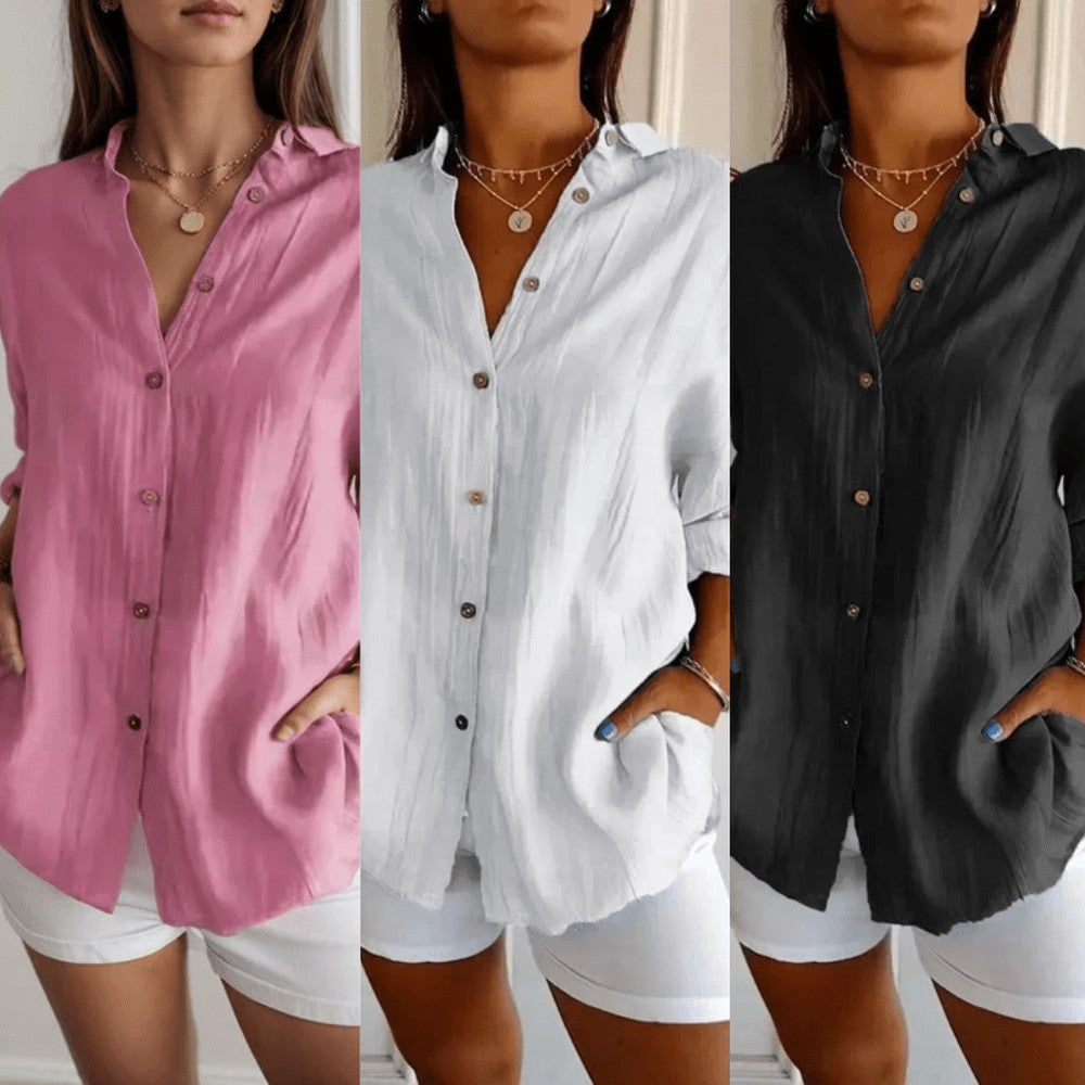 Kit 3 Camisas Ibiza em Linho de Algodão – Design Semi Plissado — Videtare